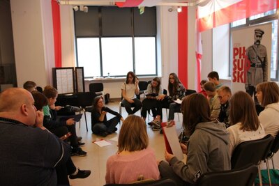 Zajęcia dla uczniów na „Przystanku Niepodległość” – 5 listopada 2018. Fot. Aleksandra Wierzchowska (IPN)