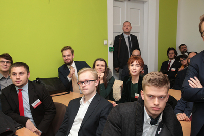 Turniej oksfordzkich debat historycznych dla studentów. Ćwierćfinał  – 22 listopada 2018. Fot. Piotr Życieński (IPN)