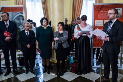 Otwarcie wystawy „Rozkaz nr 00485. Antypolska operacja NKWD na sowieckiej Ukrainie 1937–1938” – Chmielnicki (Ukraina), 23 listopada 2018. Fot. Sławek Kasper (IPN)