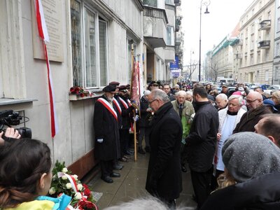 Uroczystość odsłonięcia tablicy pamiątkowej poświęconej Janowi Rodowiczowi „Anodzie” – Warszawa, 18 grudnia 2018 (fot. Mateusz Niegowski)