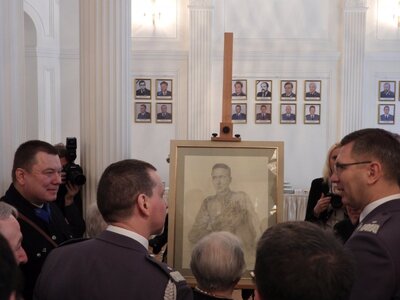 Odsłonięcie tablicy pamiątkowej patrona KSP – Warszawa, 9 stycznia 2019 (fot. Mateusz Niegowski)