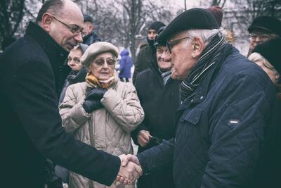 Uroczystości przy pomniku Bohaterów Getta – Warszawa, 27 stycznia 2019. Fot. Sławek Kasper (IPN)