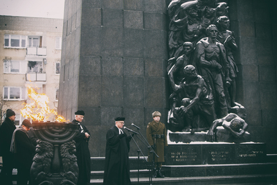 Uroczystości przy pomniku Bohaterów Getta – Warszawa, 27 stycznia 2019. Fot. Sławek Kasper (IPN)