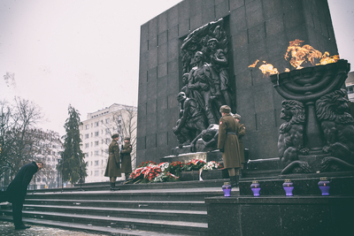 Uroczystości przy pomniku Bohaterów Getta – Warszawa, 27 stycznia 2019. Fot. Sławek Kasper (IPN)