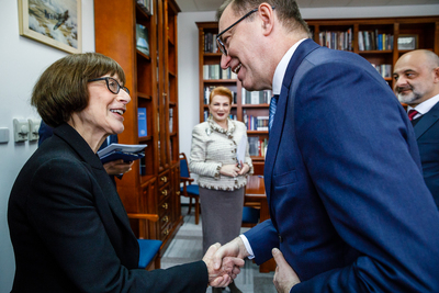 Spotkanie prezesa IPN Jarosława Szarka z Ambasador USA Georgette Mosbacher – Warszawa, 5 lutego 2019. Fot. Sławek Kasper (IPN)