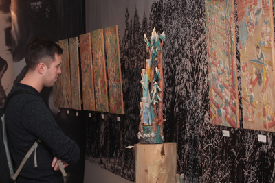 Wystawa prac Stanisława Kulona „Sybiracka Droga Krzyżowa mojej rodziny – lata 1939–1946” – Warszawa, 14 lutego 2019. Fot. Piotr Życieński (IPN)