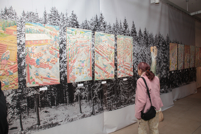 Wystawa prac Stanisława Kulona „Sybiracka Droga Krzyżowa mojej rodziny – lata 1939–1946” – Warszawa, 14 lutego 2019. Fot. Piotr Życieński (IPN)