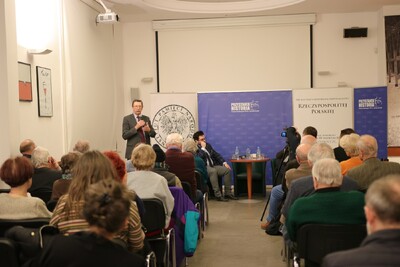 Spotkanie z cyklu „Kościół – Naród – Państwo, czyli niezwykły wiek XX w dziejach Polski” – Warszawa, 27 lutego 2019. Fot. Aleksandra Wierzchowska (IPN)