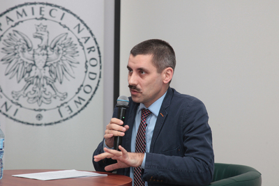 Wykład dr. hab. Mirosława Szumiły w Klubie Historycznym im. gen. Stefana Roweckiego „Grota” – Warszawa, 12 marca 2019. Fot. Piotr Życieński (IPN)