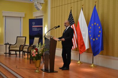 Wiceminister spraw zagranicznych Maciej Lang. Pokaz filmu „Paszporty Paragwaju” w Ambasadzie RP w Waszyngtonie – 19 marca 2019. Fot. Ambasada RP w Waszyngtonie