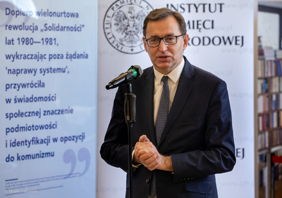 Podpisanie umowy o współpracy pomiędzy Instytutem Pamięci Narodowej a Muzeum Getta Warszawskiego. Prezes IPN Jarosław Szarek – Warszawa, 17 kwietnia 2019. Fot. Marcin Jurkiewicz