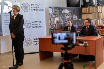 Podpisanie umowy o współpracy pomiędzy Instytutem Pamięci Narodowej a Muzeum Getta Warszawskiego – Warszawa, 17 kwietnia 2019. Fot. Marcin Jurkiewicz