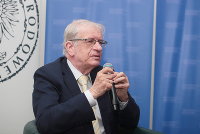 Prof. Wojciech Roszkowski. Dyskusja o gospodarce PRL – Warszawa, 24 kwietnia 2019. Fot. Piotr Życieński (IPN)