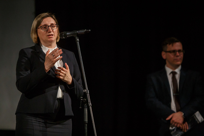 Marzena Kruk, dyrektor Archiwum IPN. Projekcja filmu dokumentalnego „Z wycieczki Stowarzyszenia Weteranów do Polski” – Wilno, 25 kwietnia 2019. Fot. Sławek Kasper (IPN)