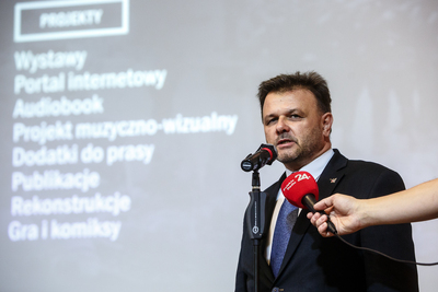 Konferencja prasowa na temat przedsięwzięć IPN związanych z obchodami 80. rocznicy wybuchu II wojny światowej – Warszawa, 29 sierpnia 2019. Fot. Sławek Kasper (IPN)