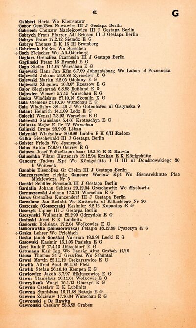 Strona z nazwiskiem mjr. Edmunda Galinata