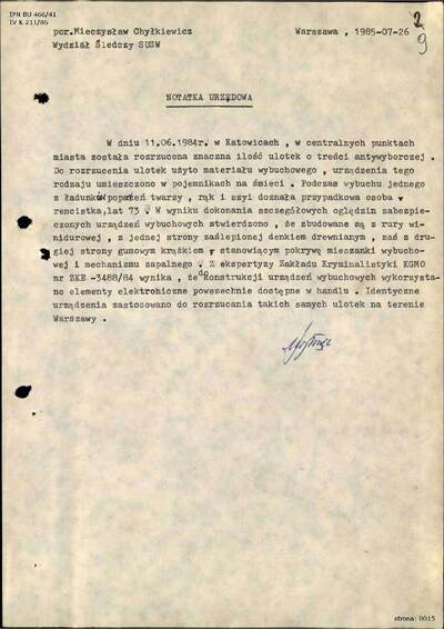 IPN BU 446_41 kolportaż ulotek z wyrzutników w Katowicach