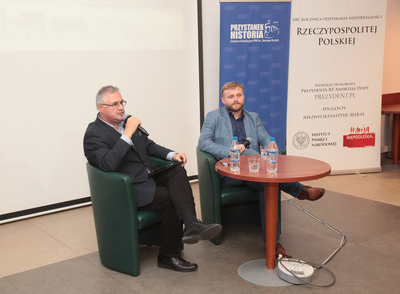 Z cyklu „Na północ od Warszawy. Warmia i Mazury w XX w.” rozmowa o KL Soldau – Warszawa, 21 października 2019. Fot. Piotr Życieński (IPN)