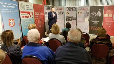 Otwarcie wystawy „Rozkaz nr 00485. Antypolska operacja NKWD na sowieckiej Ukrainie 1937–1938” w Polskiej Fundacji Kulturalnej w Clark – 20 listopada 2019. Fot. Grzegorz Tymiński