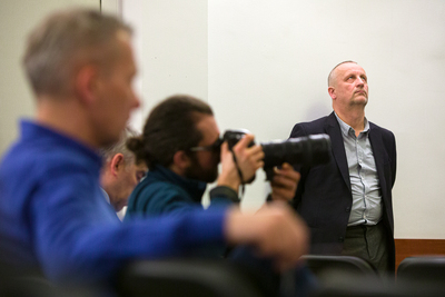 Krzysztof Brożek, reżyser filmu „Raport z Auschwitz”, podczas pokazu w IPN – Warszawa, 22 stycznia 2020. Fot. Sławek Kasper (IPN)