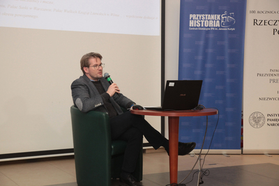 Wykład Piotra Majewskiego „Powojenne wybory – środowiska kulturalne wobec komunizmu (1945–1956)” – Warszawa, 23 stycznia 2020. Fot. Piotr Życieński (IPN)