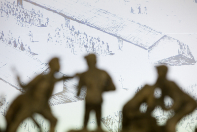 „Obraz Treblinki w oczach Samuela Willenberga” – fragment wystawy – Warszawa, 28 stycznia 2020. Fot. Sławek Kasper (IPN)