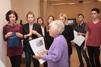 Warsztaty z Adą Krystyną Willenberg wokół wystawy „Obraz Treblinki w rzeźbach Samuela Willenberga” – Warszawa, 28 stycznia 2020. Fot. Piotr Życieński (IPN)