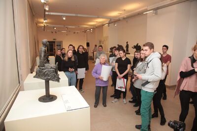 Warsztaty z Adą Krystyną Willenberg wokół wystawy „Obraz Treblinki w rzeźbach Samuela Willenberga” – Warszawa, 28 stycznia 2020. Fot. Piotr Życieński (IPN)