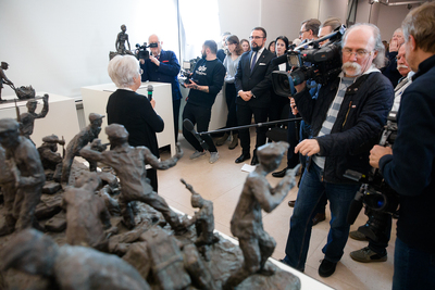 Otwarcie wystawy rzeźb „Obraz Treblinki w oczach Samuela Willenberga” – 28 stycznia 2020. Fot. Sławek Kasper (IPN)