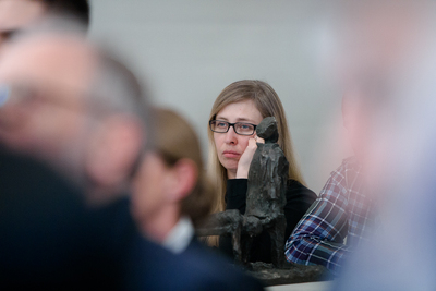 Otwarcie wystawy rzeźb „Obraz Treblinki w oczach Samuela Willenberga” – 28 stycznia 2020. Fot. Sławek Kasper (IPN)