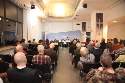 Dyskusja o książce Filipa Gańczaka i Piotra Litki „Profesor Jan Sehn 1909–1965. Prawnik, sędzia śledczy, łowca nazistów” – Warszawa, 3 lutego 2020. Fot. Piotr Życieński (IPN)