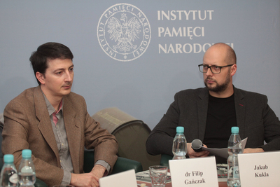 Dyskusja o książce Filipa Gańczaka i Piotra Litki „Profesor Jan Sehn 1909–1965. Prawnik, sędzia śledczy, łowca nazistów” – Warszawa, 3 lutego 2020. Fot. Piotr Życieński (IPN)