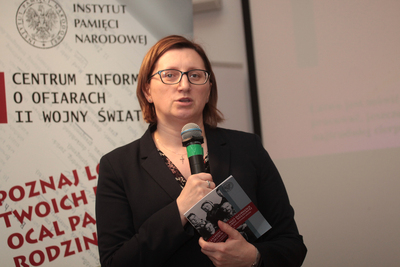 Spotkanie poświęcone pierwszym hitlerowskim egzekucjom Polaków podczas II wojny światowej otworzyła Marzena Kruk, dyrektor Archiwum IPN – Warszawa, 26 lutego 2020. Fot. Piotr Życieński (IPN)