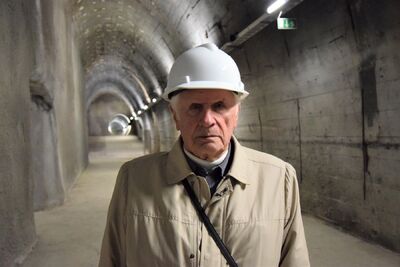 Stanisław Zalewski w sztolni Bergkristall. Maj 2019 r. (fot. Maciej Foks)