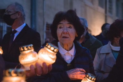 Zofia Pilecka-Optułowicz podczas uroczystości w 72. rocznicę śmierci rotmistrza Witolda Pileckiego – Warszawa, 25 maja 2020. Fot. Sławek Kasper (IPN)