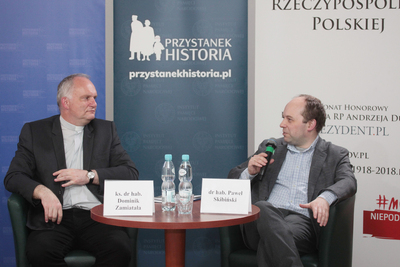 Dyskusja o biografii kardynała Wyszyńskiego w rocznicę śmierci Prymasa – 28 maja 2020. Fot. Piotr Życieński (IPN)