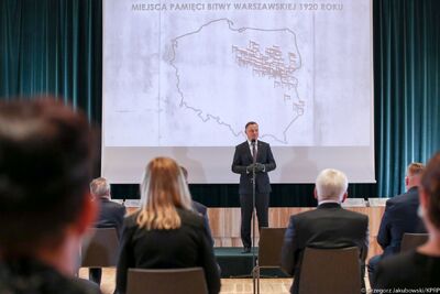 Uroczystość wręczenia tablic upamiętniających stulecie Bitwy Warszawskiej – 10 czerwca 2020 (fot. Grzegorz Jakubowski/KPRP)