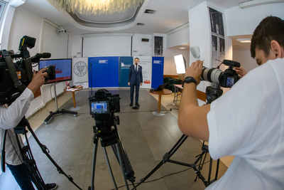 Konferencja prasowa w Centrum Edukacyjnym IPN „Przystanek Historia” w związku z 40. rocznicą powstania NSZZ „Solidarność”. Fot. Sławek Kasper (IPN)