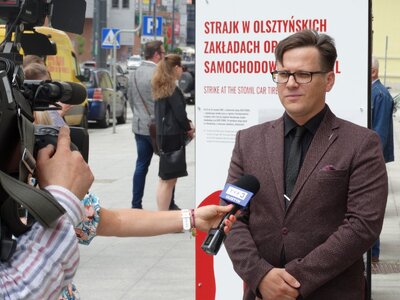 Otwarcie wystawy IPN „Tu rodziła się Solidarność” w Olsztynie – 1 lipca 2020.  Na zdj. naczelnik Delegatury IPN w Olsztynie Paweł Warot. Fot. IPN