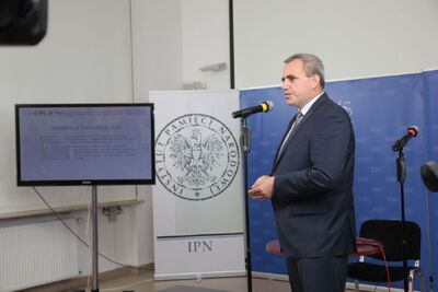 Główne założenia prezentowanego projektu przedstawił Marcin Krzysztofik – dyrektor Oddziału IPN w Lublinie – konferencja prasowa 8 lipca 2020. Fot. Piotr Życieński (IPN)
