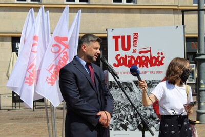 Otwarcie wystawy „TU rodziła się Solidarność” – Kraków, 14 sierpnia 2020. Fot. Żaneta Wierzgacz