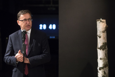 Prezes IPN dr Jarosław Szarek. Otwarcie wystawy multimedialnej „20 – 40 – 20” – Warszawa, 17 września 2020. Fot. Sławek Kasper (IPN)