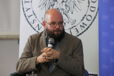 Dr Marcin Gajec (Zakład Arabistyki UJ). Dyskusja online „Rzecz o tym, jak Polacy zakochali się w Oriencie” – 21 września 2020. Fot. Piotr Życieński (IPN)