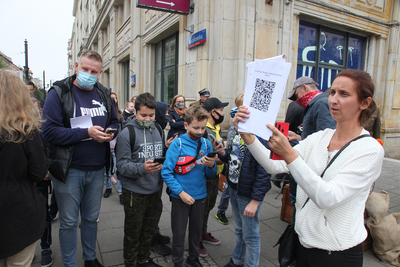 Premiera mobilnej gry miejskiej „Głos walczącej Warszawy. Podpułkownik Wacław Lipiński” – 29 września 2020. Fot. Piotr Życieński (IPN)