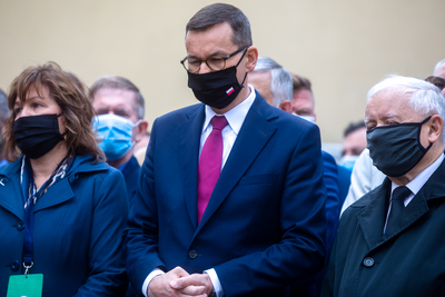 Odsłonięcie tablicy upamiętniającej Kornela Morawieckiego oraz innych członków „Solidarności Walczącej – Warszawa, 30 września 2020. Fot. Sławek Kasper (IPN)