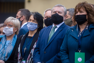 Odsłonięcie tablicy upamiętniającej Kornela Morawieckiego oraz innych członków „Solidarności Walczącej – Warszawa, 30 września 2020. Fot. Sławek Kasper (IPN)