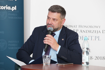 Dr hab. Filip Musiał. Dyskusja „Stronnictwa ludowe między niepodległością a kapitulacją” – Warszawa, 15 października 2020. Fot. Piotr Życieński (IPN)