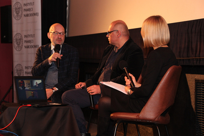 Rozmowa z twórcami filmu „Polmission. Tajemnice paszportów” podczas MFFoTEK – 24 października 2020. Fot. Piotr Życieński (IPN)