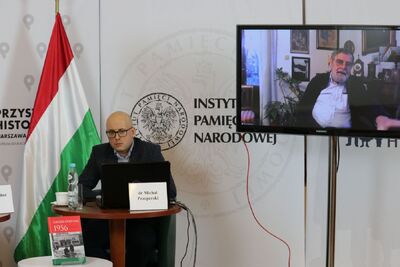 Dyskusja o książce Gergelya Pongrátza „Zaułek Corvina 1956” – Warszawa, 24 listopada 2020. Fot. Aleksandra Wierzchowska (IPN)