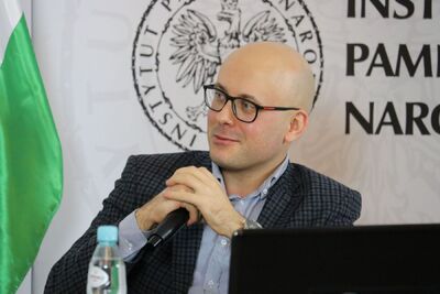 Dr Michał Przeperski. Dyskusja o książce Gergelya Pongrátza „Zaułek Corvina 1956” – Warszawa, 24 listopada 2020. Fot. Aleksandra Wierzchowska (IPN)